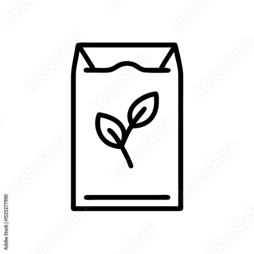 Seed envelope with leaf design in minimalist style on transparent background  