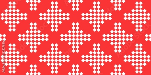 Large Diamond Pixel Motif Pattern on Red Background. Perfect for digital prints, fabric design, or retro graphic projects