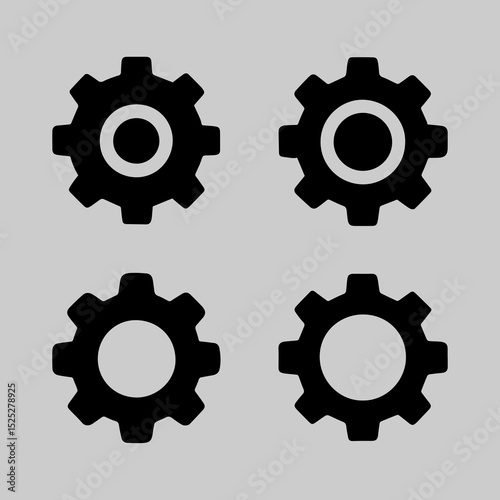 Mechanical Precision Four identical gear icons, symbolizing precision, collaboration, and the seamless integration of mechanical components. Representing the industrial landscape.