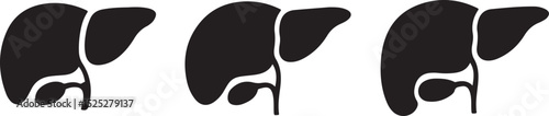 Three Liver Icons Set Human Anatomy Illustration
