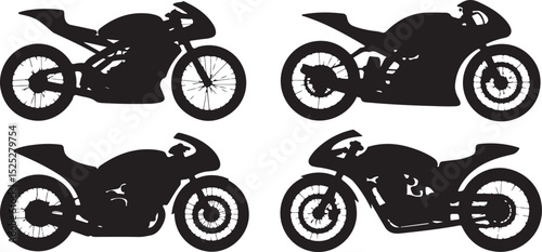 Four Silhouettes of Sportbikes Motorcycle Designs