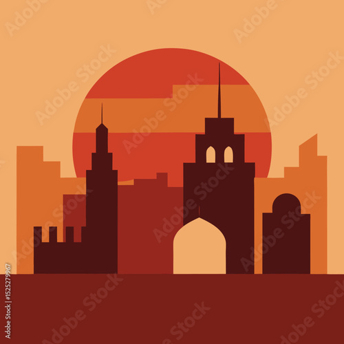 Minimalist Geometric Cityscape Design
