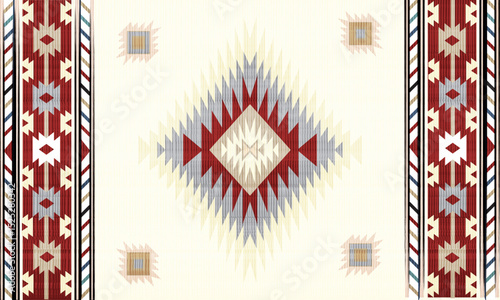 Navajo tribal Green vector seamless pattern. Native American ornament. Ethnic South Western decor style. Boho geometric ornament. pattern. Mexican blanket, rug. Woven carpet illustration	

