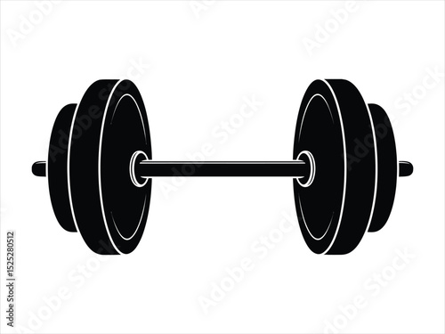 Solid Black Dumbbell Icon: Fitness, Workout, and Gym Equipment