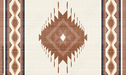 Navajo tribal Green vector seamless pattern. Native American ornament. Ethnic South Western decor style. Boho geometric ornament. pattern. Mexican blanket, rug. Woven carpet illustration	

