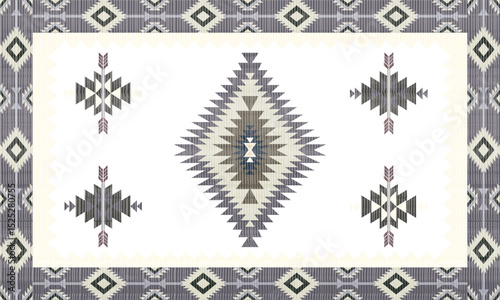 Navajo tribal Green vector seamless pattern. Native American ornament. Ethnic South Western decor style. Boho geometric ornament. pattern. Mexican blanket, rug. Woven carpet illustration	

