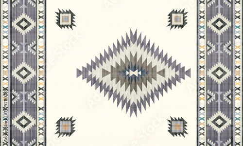 Navajo tribal Green vector seamless pattern. Native American ornament. Ethnic South Western decor style. Boho geometric ornament. pattern. Mexican blanket, rug. Woven carpet illustration	

