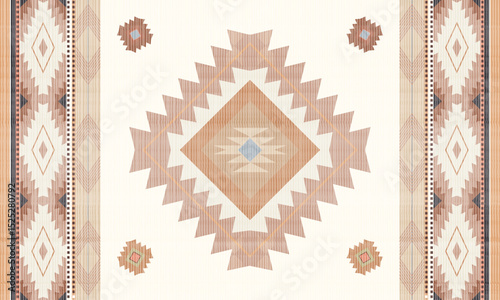 Navajo tribal Green vector seamless pattern. Native American ornament. Ethnic South Western decor style. Boho geometric ornament. pattern. Mexican blanket, rug. Woven carpet illustration	

