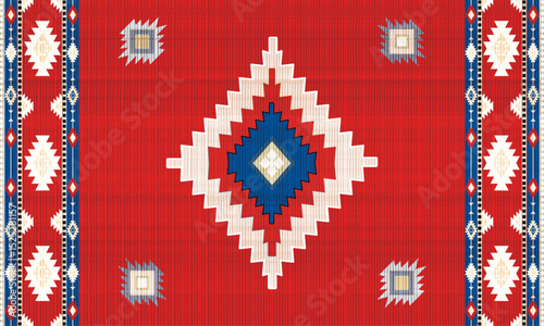 Navajo tribal Green vector seamless pattern. Native American ornament. Ethnic South Western decor style. Boho geometric ornament. pattern. Mexican blanket, rug. Woven carpet illustration	

