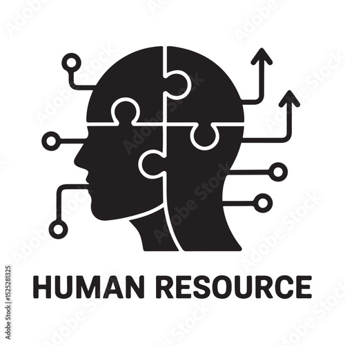 human resource icon. Headhunting illustration symbol. Sign searh human vector. Vector black silhouette. with white background
