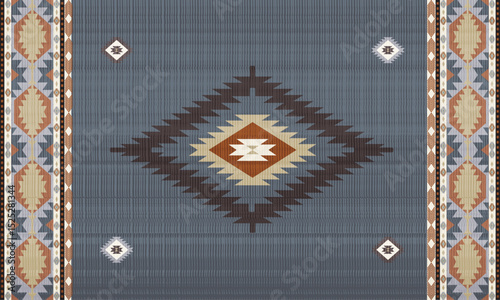 Navajo tribal Green vector seamless pattern. Native American ornament. Ethnic South Western decor style. Boho geometric ornament. pattern. Mexican blanket, rug. Woven carpet illustration	

