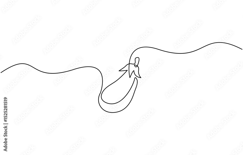 Obraz premium Eggplant in continuous line art drawing style. Single line drawing eggplant, Aubergine fruit black linear sketch isolated, One continuous line drawing eggplant vegetable. eggplant single line illustra