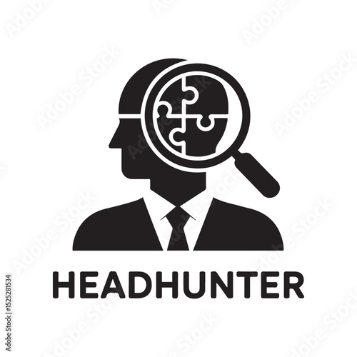 human resource icon. Headhunting illustration symbol. Sign searh human vector. Vector black silhouette. with white background
