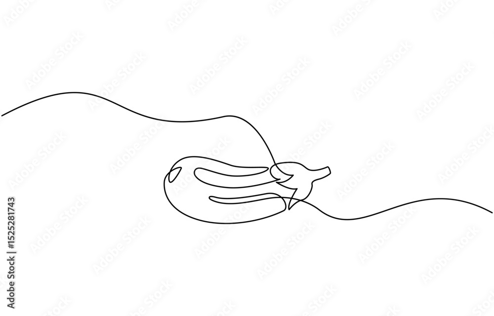 Obraz premium Eggplant in continuous line art drawing style. Single line drawing eggplant, Aubergine fruit black linear sketch isolated, One continuous line drawing eggplant vegetable. eggplant single line illustra