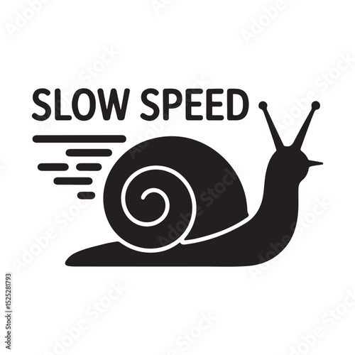 slow speed snail icon. Vector black silhouette. with white background