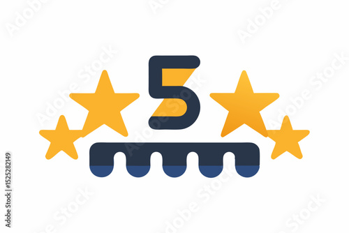 Five Star Rating Icon Set for Reviews and Rankings Customer Feedback Product Evaluation and Service Quality in Vector Format