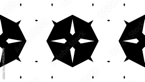 Simple abstract black kaleidoscope fractal motion animation. retro style.