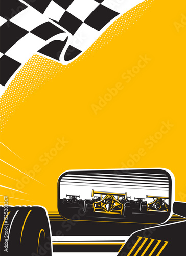 Motorsport car racing on abstract background design. Sport race
