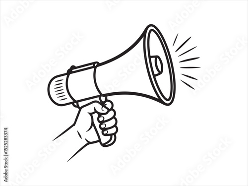 Hand Holding Megaphone: Announcement, Communication, and Protest Symbol