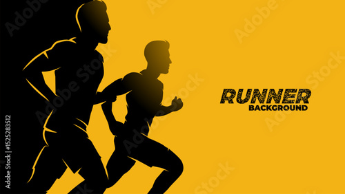 Runner silhouette illustration background vector, athletics sports banner with copy space for run events