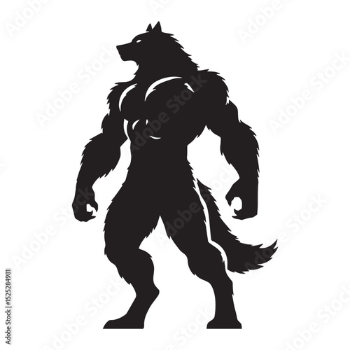 Shadowy Werewolf shapeshifter form graphic - werewolf silhouette - werewolf vector - silhouette of werewolf - feral creature graphic design
