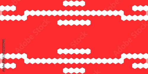 Zigzagging pixel-line motifs on a bold red background. The snake-like structure evokes tribal and digital aesthetics, making it perfect for tech-inspired or folk-modern crossovers in design.