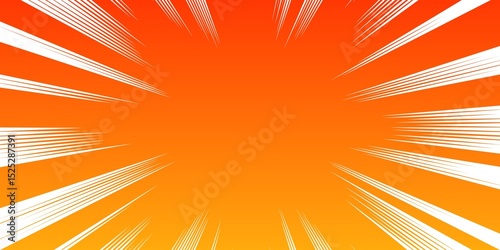 Orange Comic Speed Burst Background with White Lines. Ideal for action scenes, animated transitions, dynamic posters, and manga or pop art-inspired designs