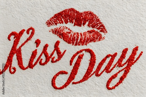Illustration featuring red lip prints and 