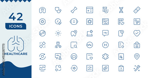 Medicine and Health care flat icons. minimal thin line web icon set. Outline icons collection
