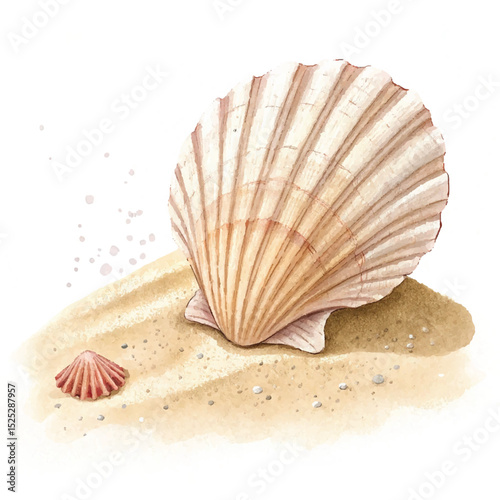 Seashells on a summer beach, showcasing their natural beauty and unique patterns as isolated marine objects
