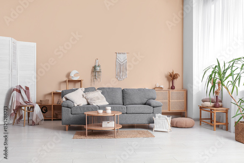 Comfortable sofa, table and...