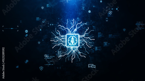 Artificial Intelligence System Driven by Big Data Analytics via a connected digital network, representing intelligent automation, cloud infrastructure, and advanced data systems.