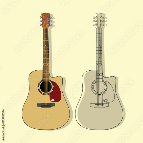 Hand drawn guitar design vector illustration