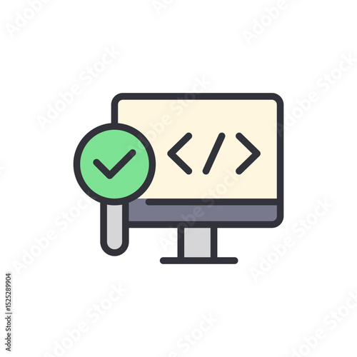 Validation Of Code Displayed On Computer Screen With Check Mark