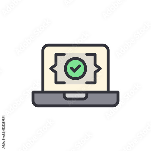 Wallpaper Mural Laptop Displaying A Green Check Mark Embedded In Curly Braces Torontodigital.ca