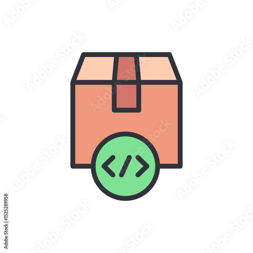 Software Package Depicting Source Code Shipping With Minimalist Box