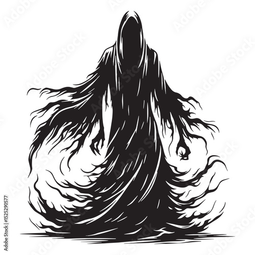 Shadowy Powerful Wraith graphic - wraith silhouette - wraith vector - silhouette of wraith - spectral beast symbol
