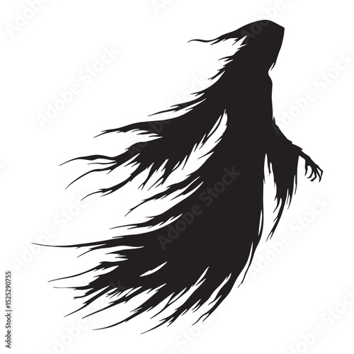 Ancient Wraith spectral form vector - wraith silhouette - wraith vector - silhouette of wraith - ghostly spirit icon
