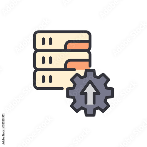 Data Upload System With Gearbox And Arrow For Technology Concept