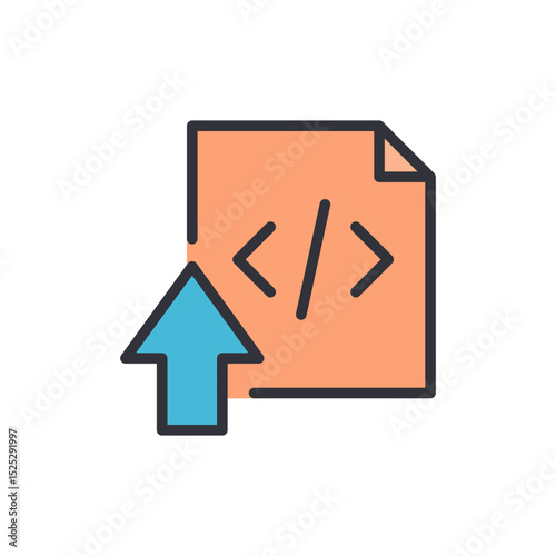 Data Upload With Code Icon On Transparent Background Image