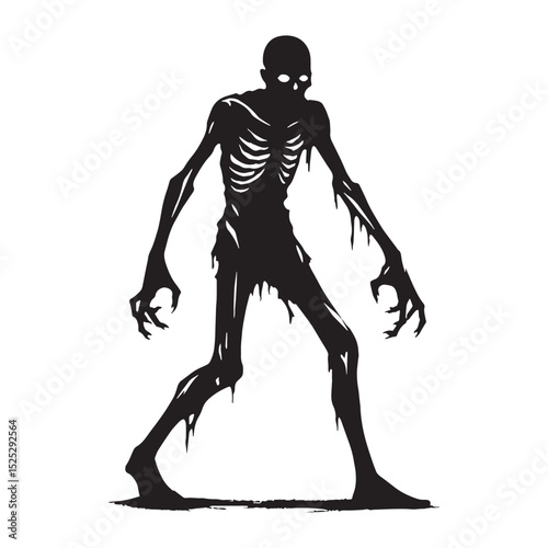 Fearsome Zombie walker shape silhouette - zombie silhouette - zombie vector - silhouette of zombie - risen dead graphic
