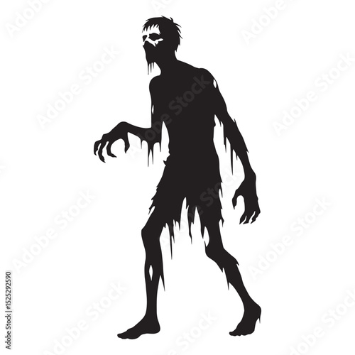 Darkened Zombie corpse depiction outline - zombie silhouette - zombie vector - silhouette of zombie - undead creature visual
