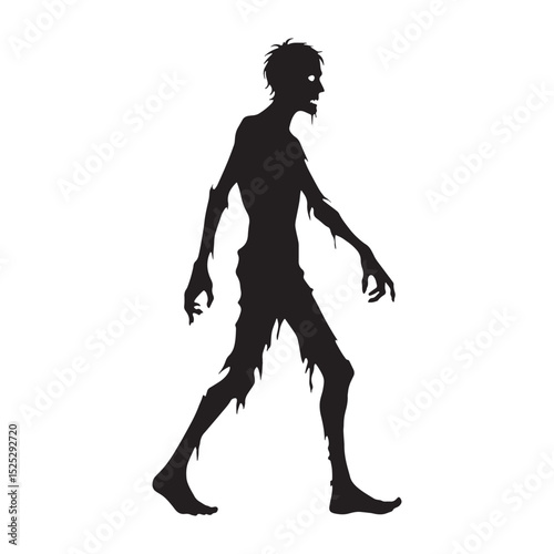 Powerful Zombie risen figure outline vector - zombie silhouette - zombie vector - silhouette of zombie - animated dead emblem
