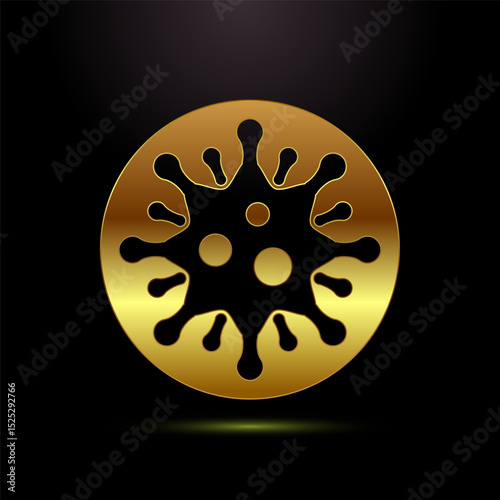 Virus, bacteria icon design illustration. Microbe bacteria sign symbol in gold color style