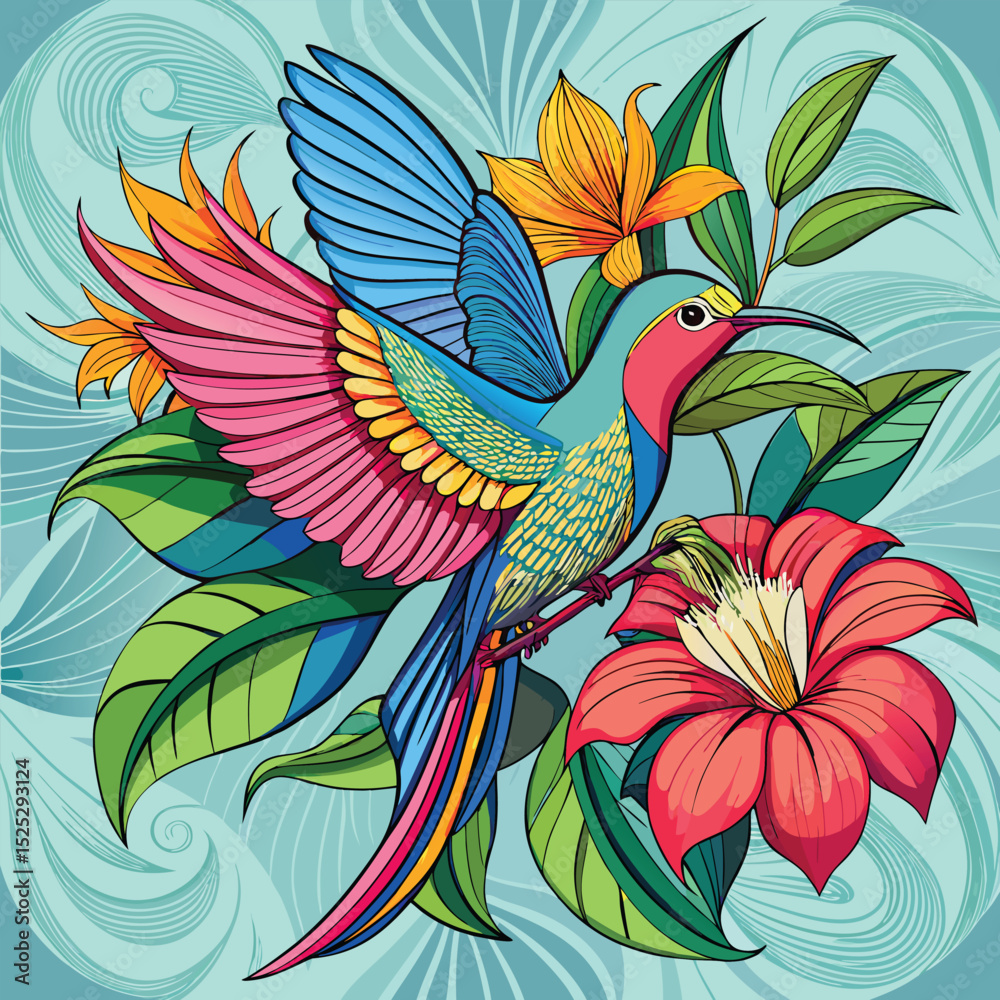 Fototapeta premium bird on a flower