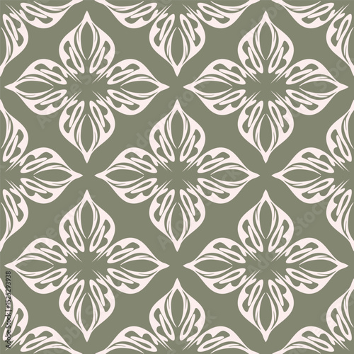 Wallpaper Mural Summer abstract tropical floral seamless pattern ink drawing. Black hand drawn flowers and leaves with dotted texture. Vector hawaii repeat background, wallpaper, print. Modern illustration.
 Torontodigital.ca