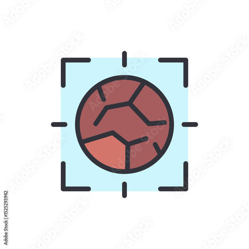 Global Warming Crisis Icon Displaying Cracked Earth Inside A Target