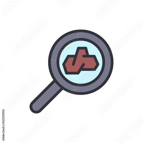 Magnifying Glass Showing Mineral Ore Geology Science Icon Illustration