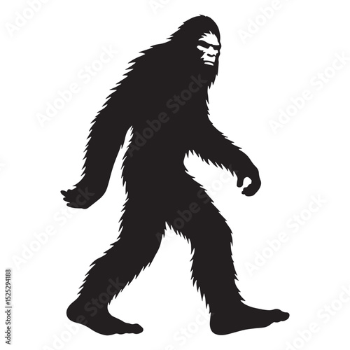 Darkened Bigfoot depiction outline - bigfoot silhouette - bigfoot vector - silhouette of bigfoot - Bigfoot illustration - unknown creature visual
