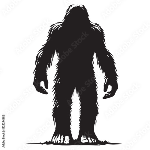 Powerful Bigfoot wilderness guardian outline vector - bigfoot silhouette - bigfoot vector - silhouette of bigfoot - mythical giant emblem
